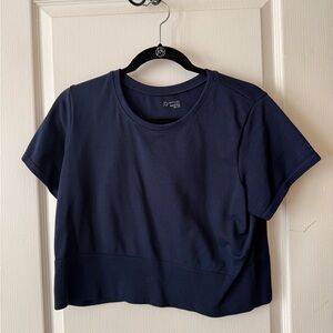 aerie Navy Short Sleeve Cropped Tee